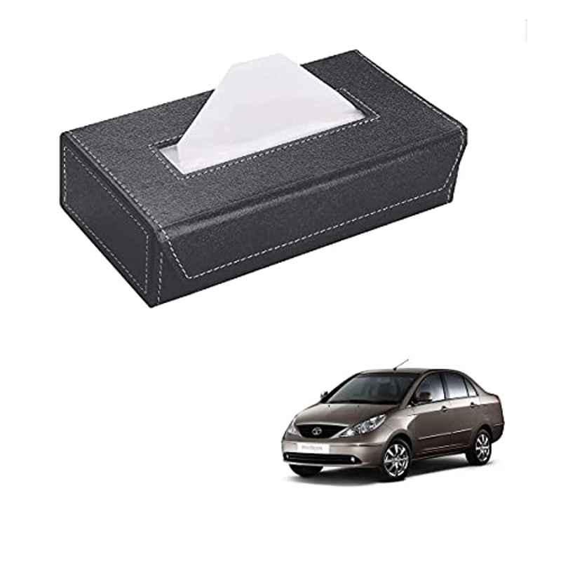 Kozdiko 100 Pulls PU Leather Grey Car Tissue Paper Box with 200 Sheets for Tata Indigo