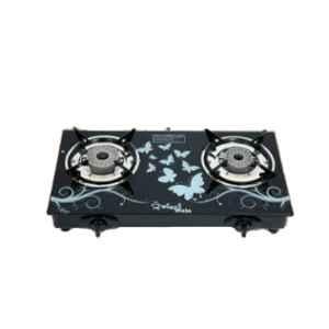 Sigri-Wala Surya Prime Cook Roy Design 2 Burner Toughened Glass Black Automatic Gas Stove