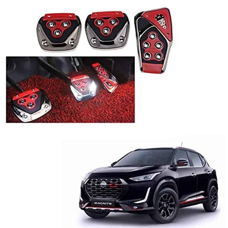 Kozdiko 3 Pcs Red Non-Slip Manual Car Pedals Cover Set for Nissan Magnite