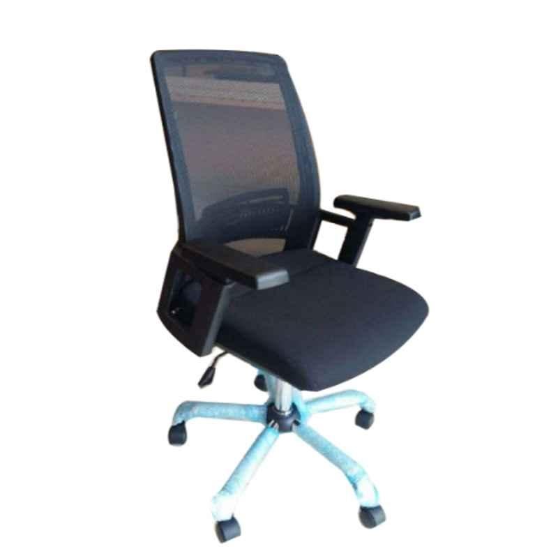 Smart Office Furniture Full Black Medium Back Mesh & Fabric Office Chair, W-152-M