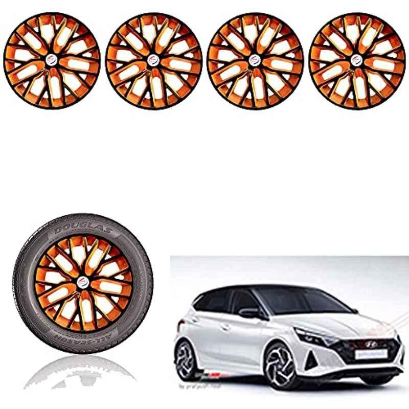 Auto Pearl 13 inch ABS Black & Orange Press Type Car Hub Cap Wheel Cover for i20 2020