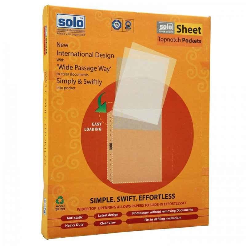 Solo A4 Transparent Heavy Duty Easyload Sheet Protector, SP 201 (Pack of 600)