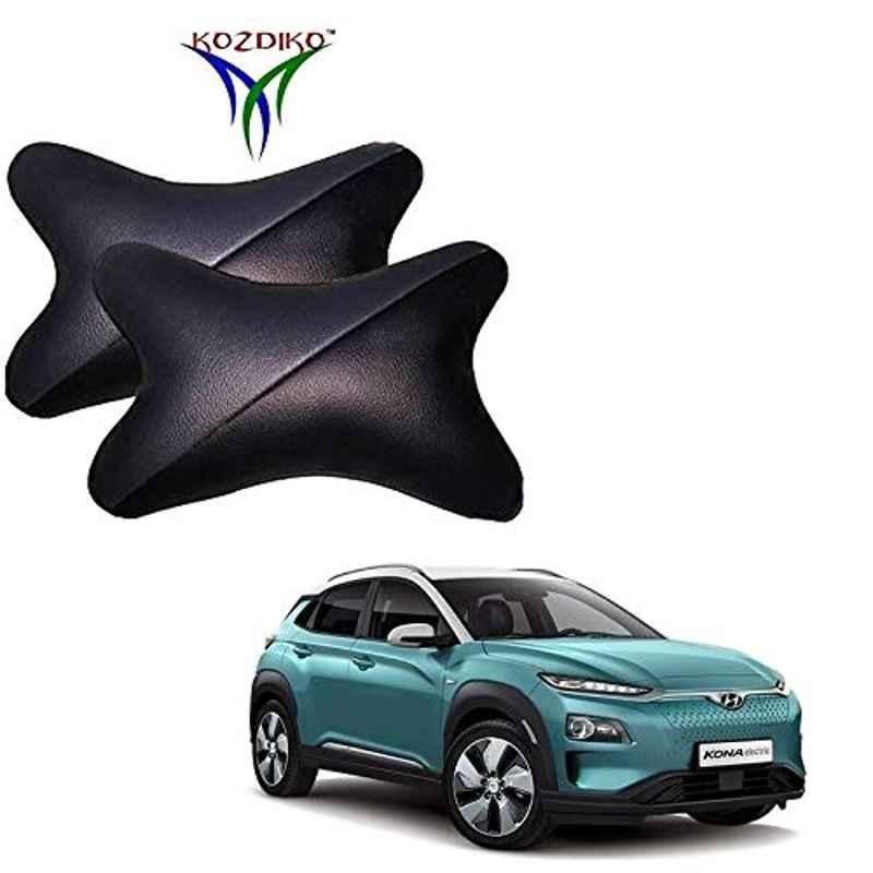 Kozdiko 2 Pcs Grey & Black Car Neck Rest Pillow Cushion Set for Hyundai Kona Electric