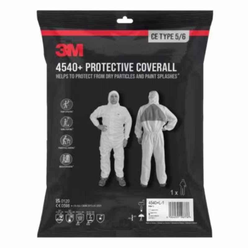 3M White & Blue CE Type 5/6 Triangle Protective Coverall, Size: Extra L, 4540+