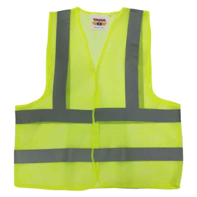 Taha Polyester & Mesh Yellow SJ 4 Line Safety Jacket, Size: XL