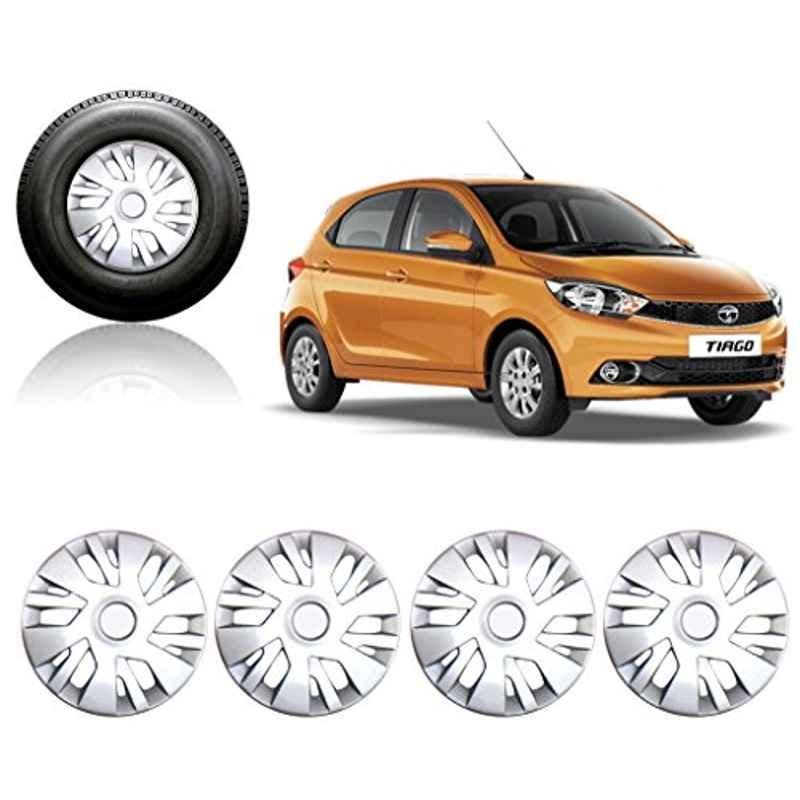 Auto Pearl 4 Pcs 14 inch ABS Silver Car Wheel Cover Set for TATA Tiago XT & XZ Models