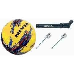 Nivia Yellow One Storm Football with Double Action Air Inflation Pump & 2 Needles, Size: 5