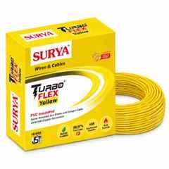 Surya Turboflex 1 Sqmm Single Core Yellow Copper FR-LSH PVC Insulated Wire, Length: 90m