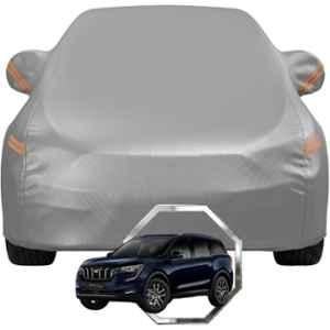 Allextreme Polyester Grey Highlighter Car Cover with Mirror Pocket & Triple Stitched Bottom Elastic for Mahindra XUV 700 & 7XO All Model & Years, MAH-XUV-GRY