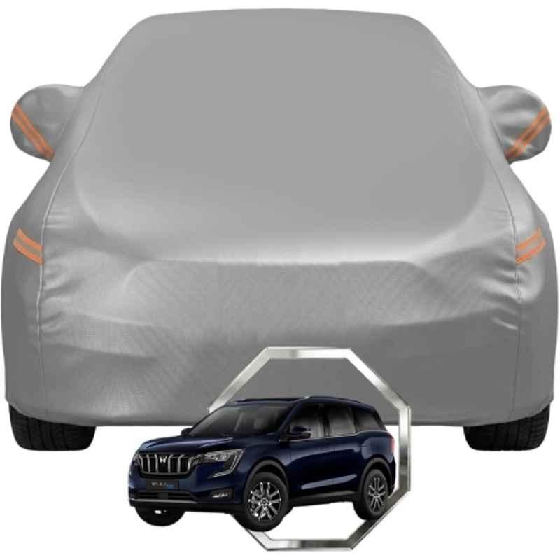 Allextreme Polyester Grey with Highlighter Car Cover with Mirror Pocket & Triple Stitched Bottom Elastic for Mahindra XUV 700 & 7XO All Model & Years, MAH-XUV-GRY