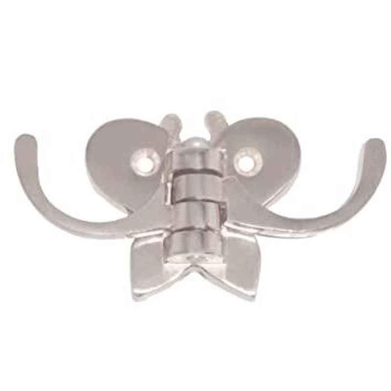 Smart Shophar 3 inch Zinc Silver Butterfly Small Wall Hook, SHA30WH-BUTF-SL03-P1