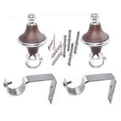 Ojass 10x5cm Plastic & Stainless Steel Brown Curtain Bracket with Support Clamp, GB02BN (Pack of 2)
