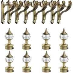 Plantex Heavy Duty Aluminium Diamond Curtain Holder/Curtain Brackets/Curtain Rod Holder with Support 1 inch Rod Antique Brass (Pack of 4)