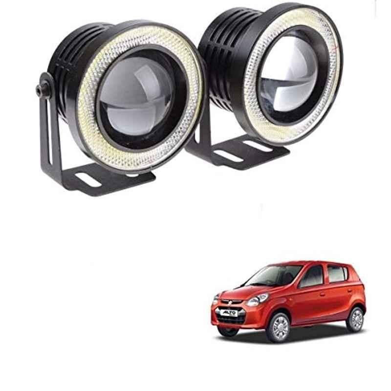 Kozdiko 2 Pcs 15W 3.5 inch High Power White LED Projector COB Fog Light Set with White Angel Eye Ring for Maruti Suzuki Alto 800, koz_89395