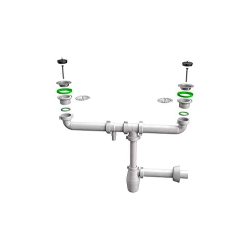 Bonomini 1-1/2 inch PVC Double Connection Bottle Trap