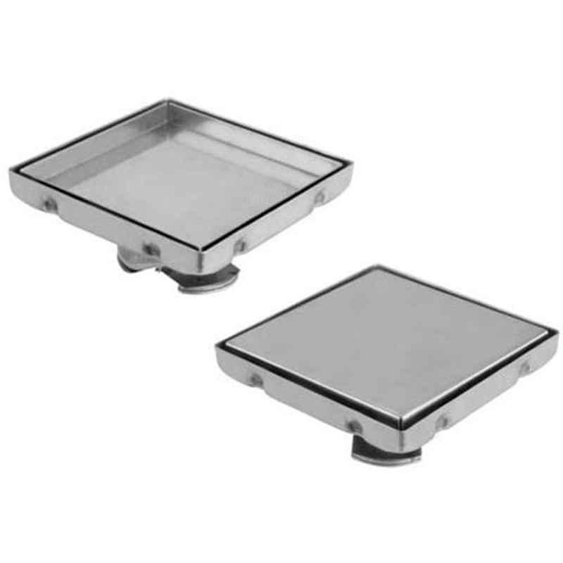 Marcoware 5x5 inch Stainless Steel 304 Matte Finish Square Tile Insert Floor Drain with Cockroach Trap