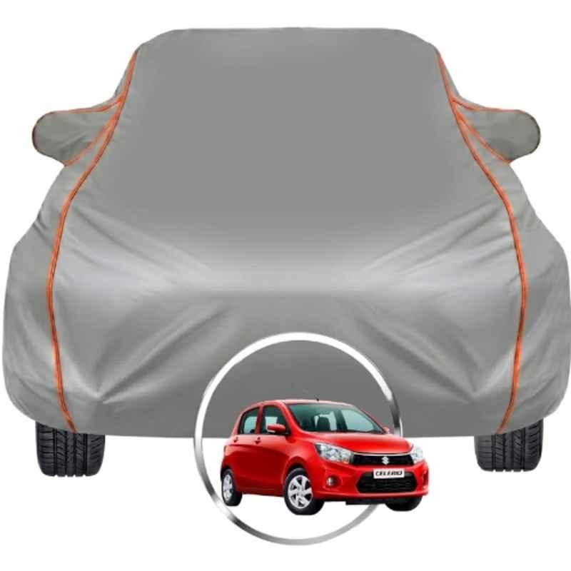 Allextreme Polyester Grey Car Cover with Triple Stitched Reflective Piping for Maruti Suzuki Celerio Fits All Model & Year, MRT-SZK-CLR