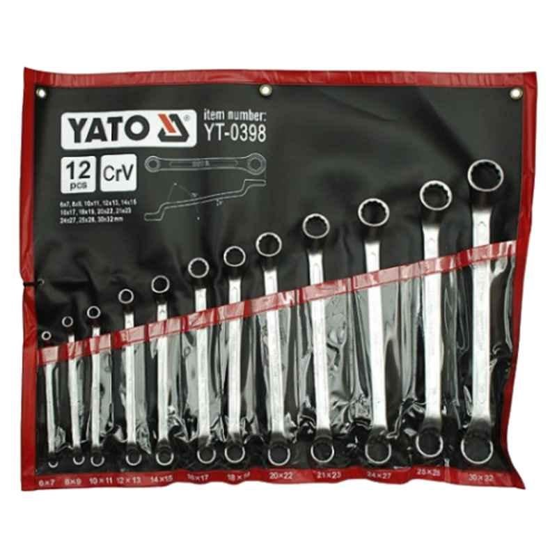 Yato 12 Pcs 6x7-30x32mm CrV Bi-Hexagonal Ring Spanner Set, YT-0398