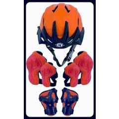 STYRKR Orange safety Helmet Kit for kids for cycling with adjustable strap & Full Safety12522 Cycling Kit