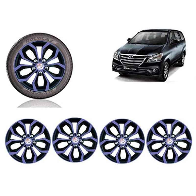Auto Pearl 4 Pcs 15 inch Violet & Black ABS Press Type Hubcap Wheel Cover Set with Retention Ring for Toyota Innova20132015