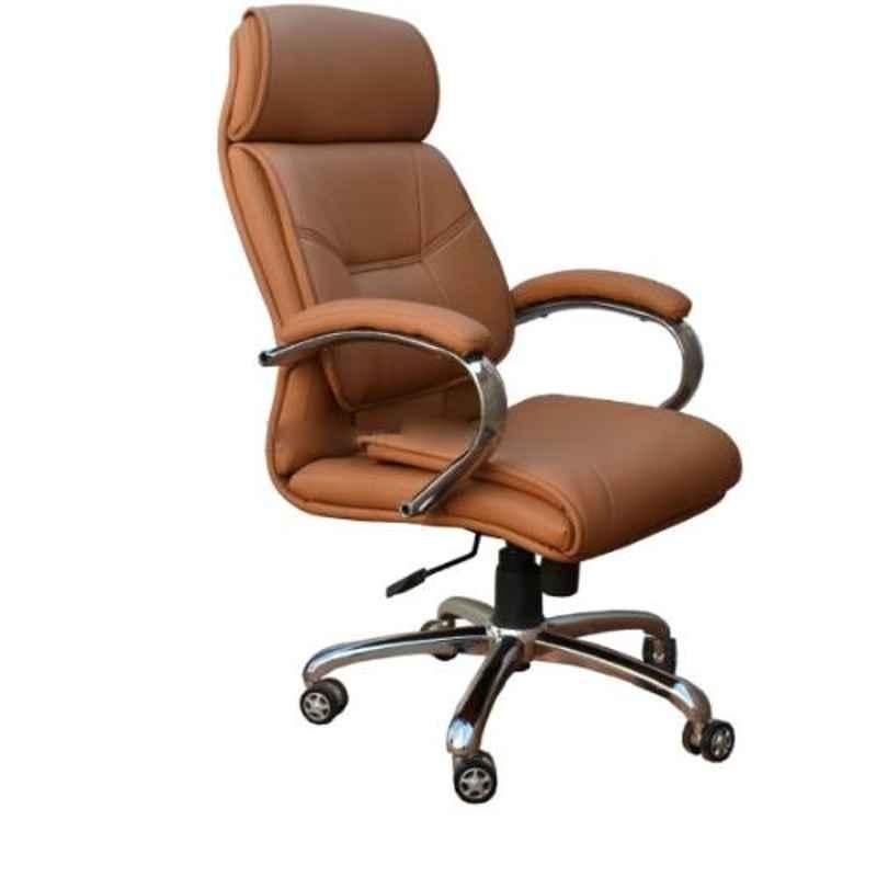 Modern India Leatherette Brown High Back Office Chair, MI229 (Pack of 2)