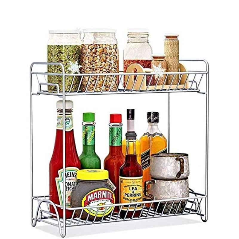 Rubik 16 Pcs Plastic Green & White Spice Jar with Rack Holder Set