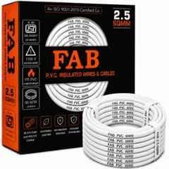 FAB 2.5 Sqmm Single Core White FR PVC CCS Copper Insulated House Wire, Length: 91 m