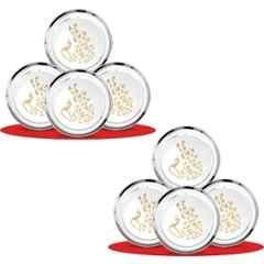 Classic Essentials CE-08 8 Pcs Stainless Steel Permanent Laser Peacock Design Dinner Plate Set (Pack of 5)
