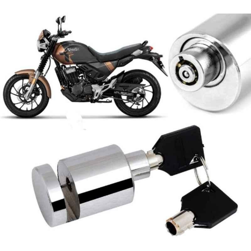 Auto Pearl Stainless Steel Silver Heavy Duty Anti Theft Motorcycle Disc Brake Lock, Lock-177