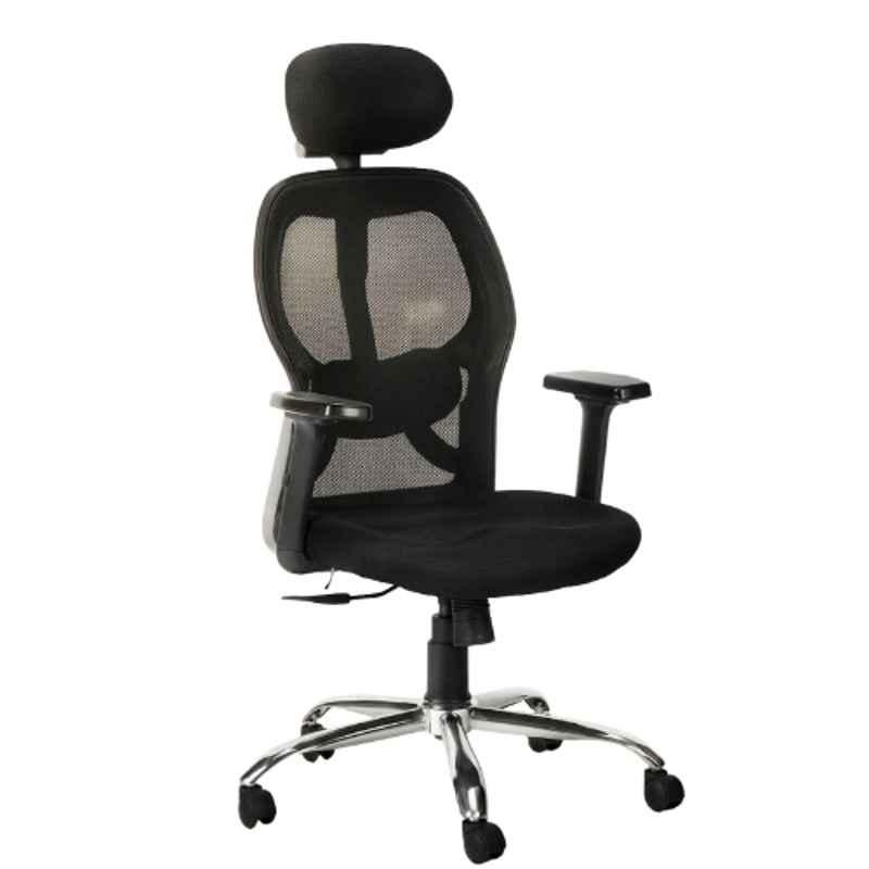 Aayra Fabric, Mesh & Nylon Black High Back Armrest Executive Office Chair, METRIX901