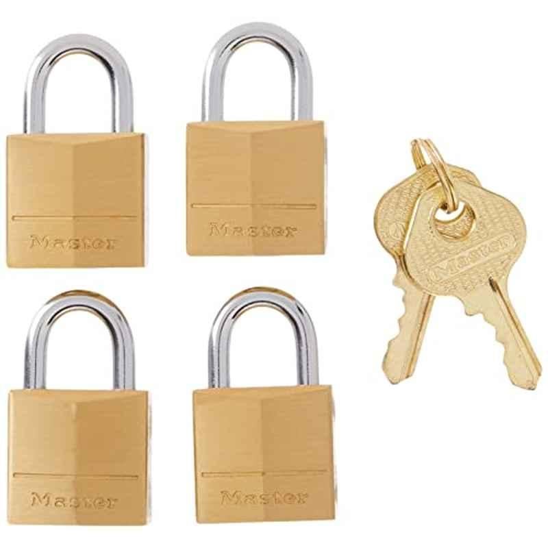 Master Lock 3/4 inch Solid Brass Key Lock, 120Q (Pack of 4)