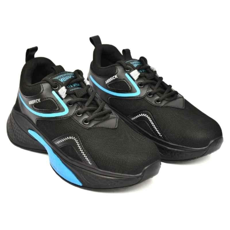 Ambrick 60BL Mesh Black & Blue Steel Toe Industrial Safety Shoes with Air Mix Sole for Men, Size: 7