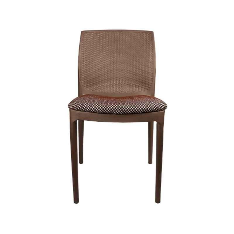 Diya Alpha Brown Solid Back Cushion Plastic Chair without Arm