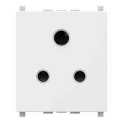Schneider Electric ZENcelo 6A 2P+E 3 Pin 2 Module White Socket Outlet with Shutter, IN8426UNS