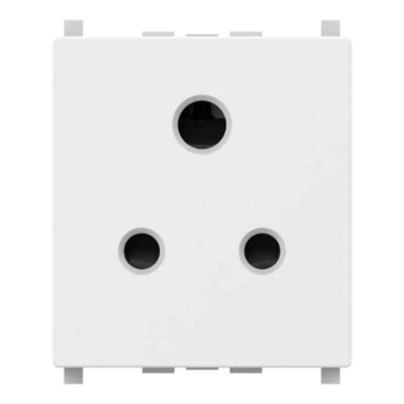 Schneider Electric ZENcelo 6A 2P+E 3 Pin 2 Module White Socket Outlet with Shutter, IN8426UNS