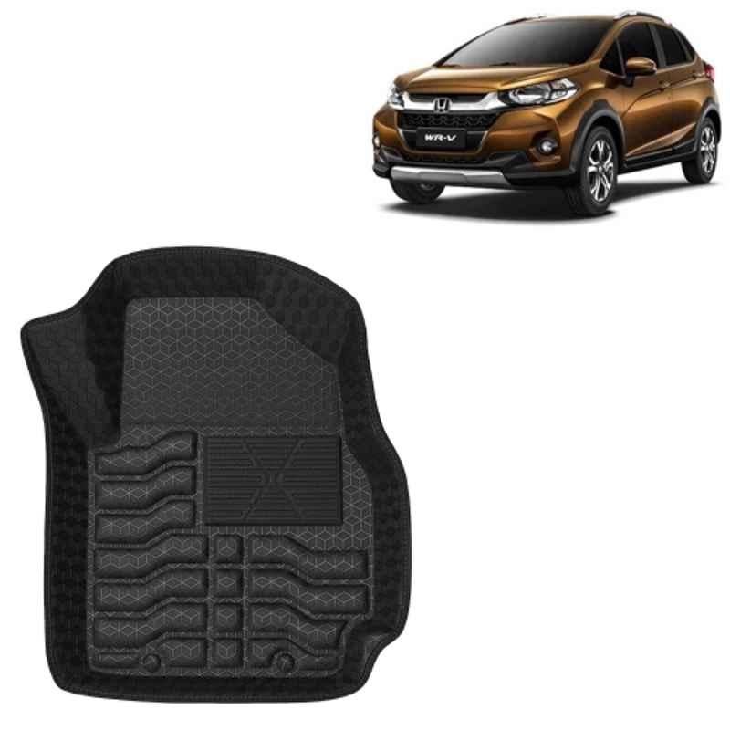 Kingsway 3 Pcs Premium 4.5D 100% Waterproof Tray Shape PVC Black Car Floor Mat Set for Honda WRV 2020 to 2023 All Model
