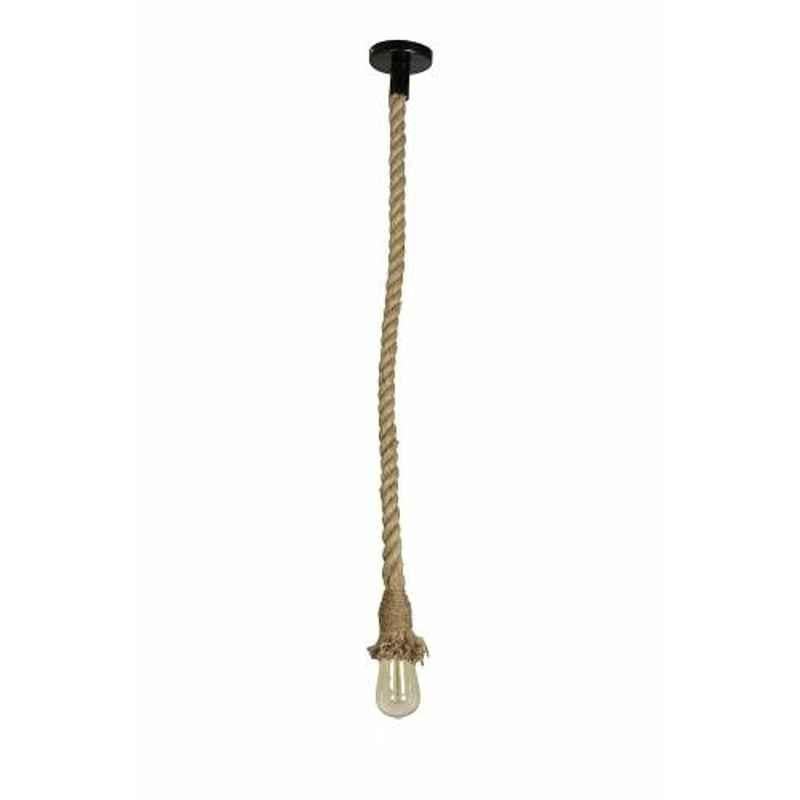 Tucasa Iron Rope Pendent Light with Light Brown Jute Rope Shade, HG-06