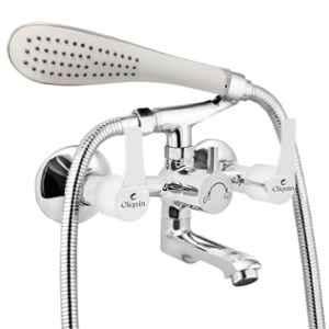 Cliquin Topaz Global Brass Chrome Wall Mounted Wall Mixer with Telephonic Crutch Hand Shower & 1m Stainless Steel Shower Tube