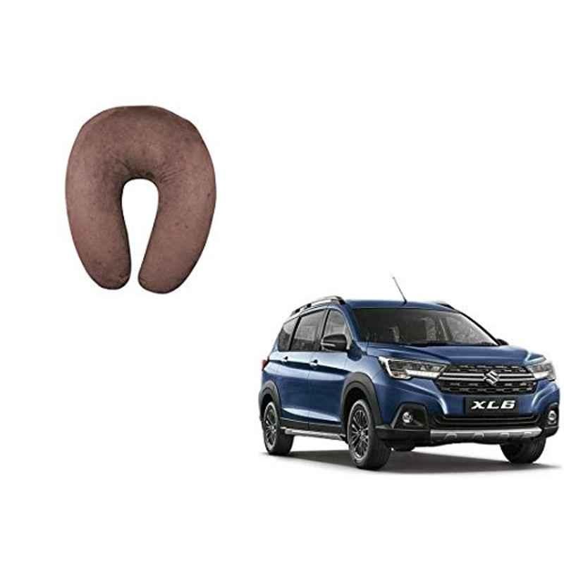 Kozdiko Velvet Brown U-Shape Travel Neck Rest Cushion Pillow for Maruti Suzuki XL6