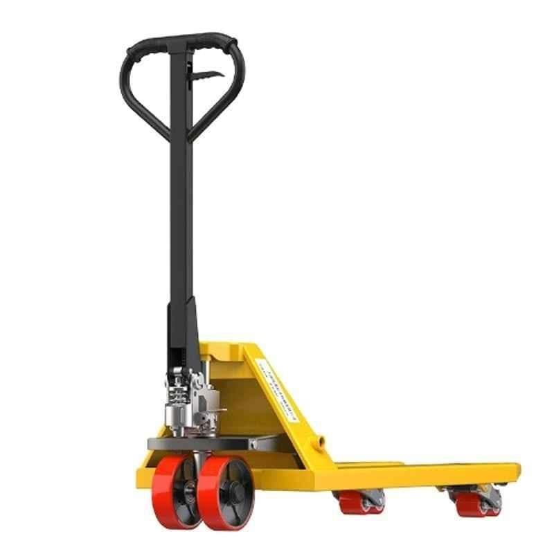 MOVIT 3 Ton 1150x550mm Alloy Steel & Iron Yellow Hand Pallet Truck with PU Wheel, MOVIT30X550
