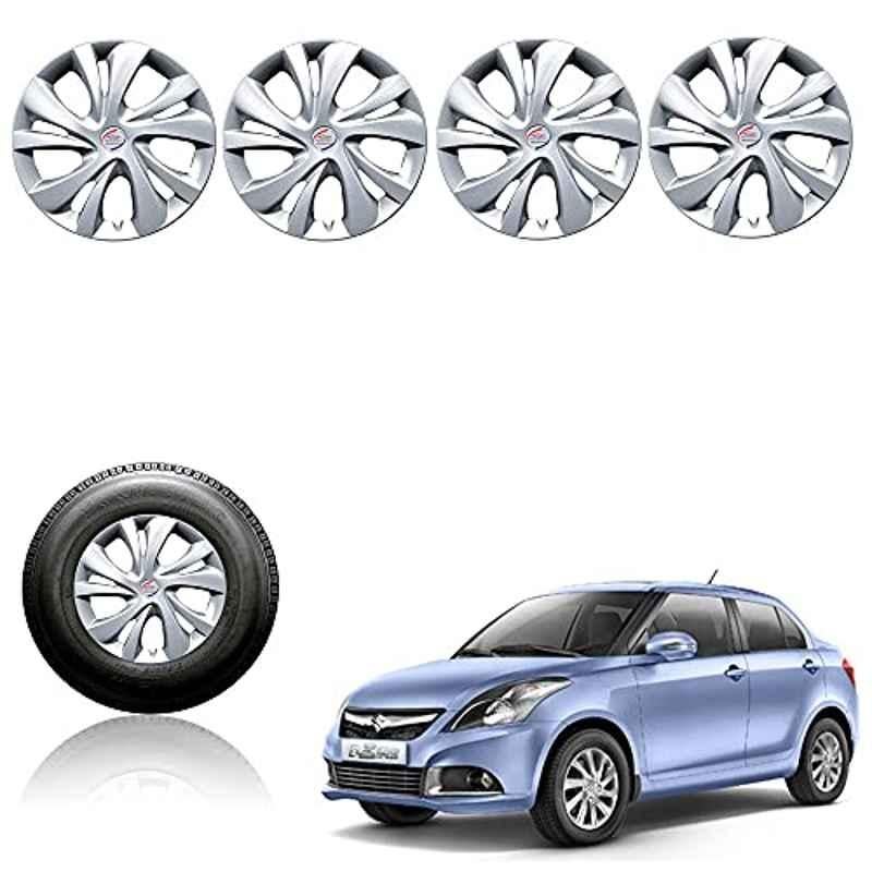 Auto Pearl 4 Pcs 14 inch Plastic Silver Wheel Cover Set for Maruti Suzuki Swift Dzire T-3