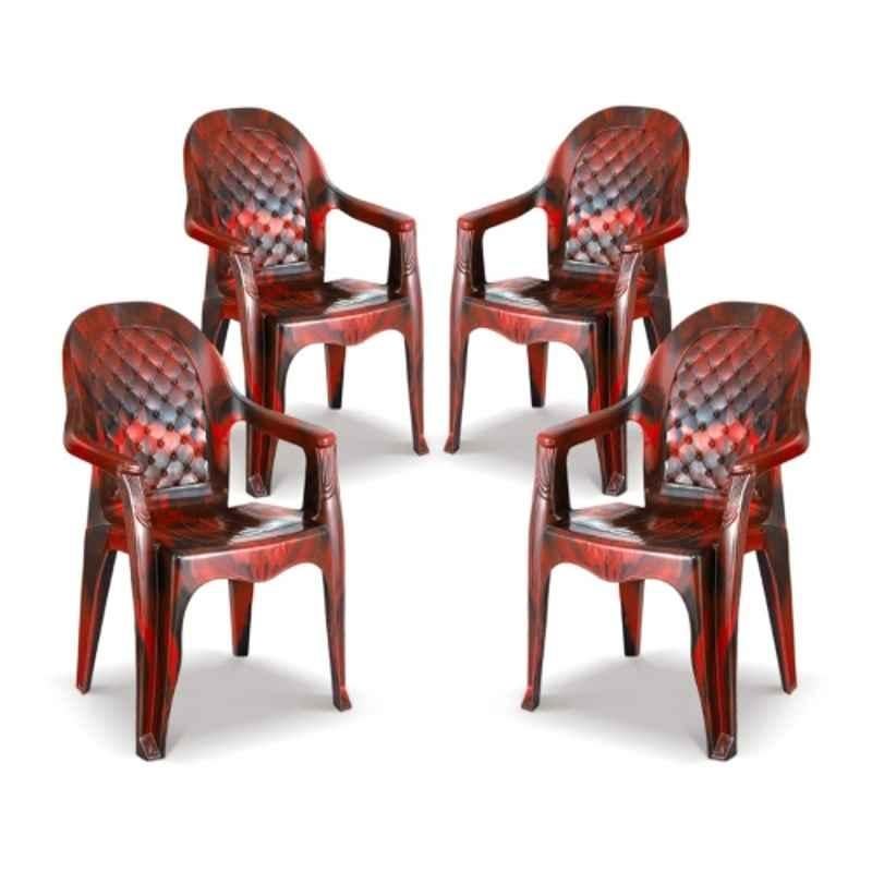 Maharaja Dolphin 600x570x870mm Plastic Rosewood Armrest Chair for Home & Office (Pack of 4)