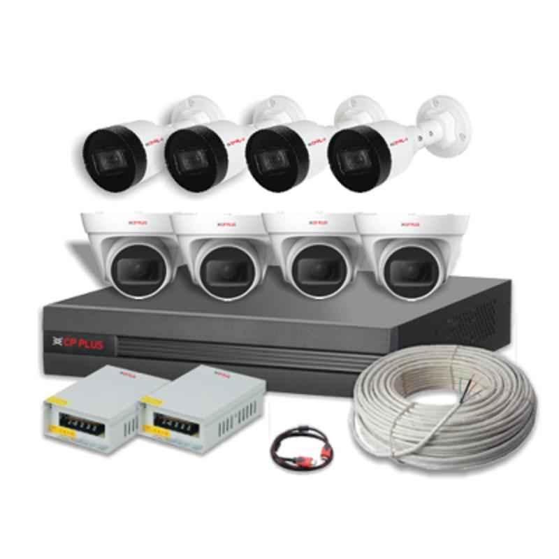 CP Plus 5MP HD CCTV 4 Pcs Bullet, 4 Pcs Dome Camera & 8CH DVR Combo Kit with All Accessories