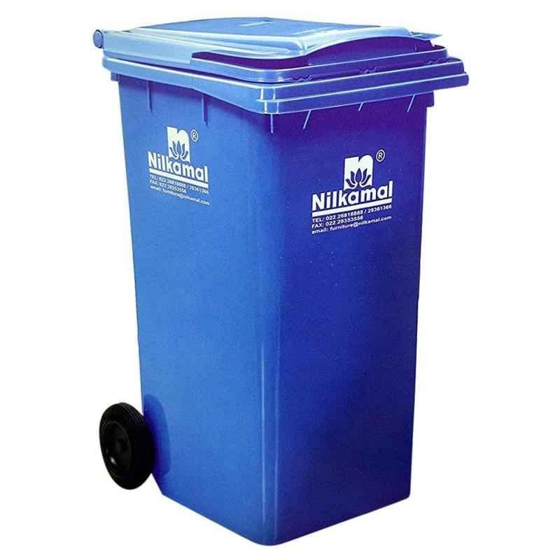 Nilkamal 240L Blue Virgin Plastic Heavy Duty Waste Garbage Bin, WB-240, Dimension: 107x72x58cm