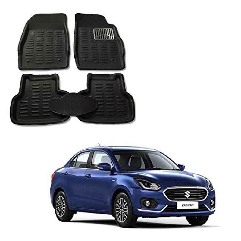 Kozdiko Thermoplastic Elastomer Black 3D Car Floor Mat Set for Maruti Swift Dzire 2017