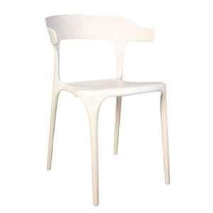 Rose Vision Plastic White Medium Back Cafe Chair with Backrest