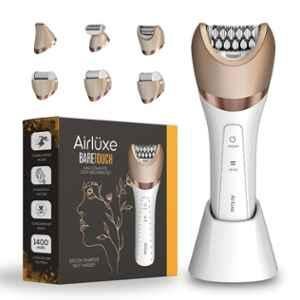 Airluxe BareTouch TW-726 6-in-1 White & Rose Gold Women Grooming Trimmer Kit with 120min Run Time, AL008