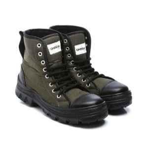 Unistar Leather PVC Sole Olive Green Work Safety Boots, S.Power_Olivegreen, Size: 7
