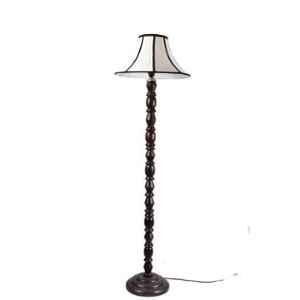 Tucasa Mango Wood Floor Lamp with Polycotton Brown Shade, FL-07