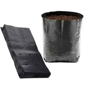 Singhal 8x9 inch Polypropylene Black Round Grow Bag for Home Garden & Nursery (Pack of 25)